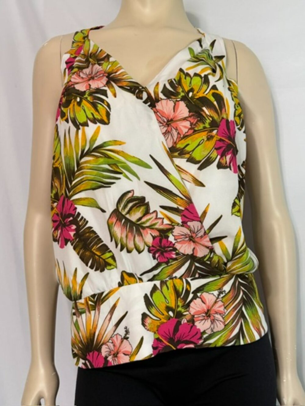 NY & Co 7 Th Ave Design Studio Tropical Print Sleeveless Tie Halter - Size XL